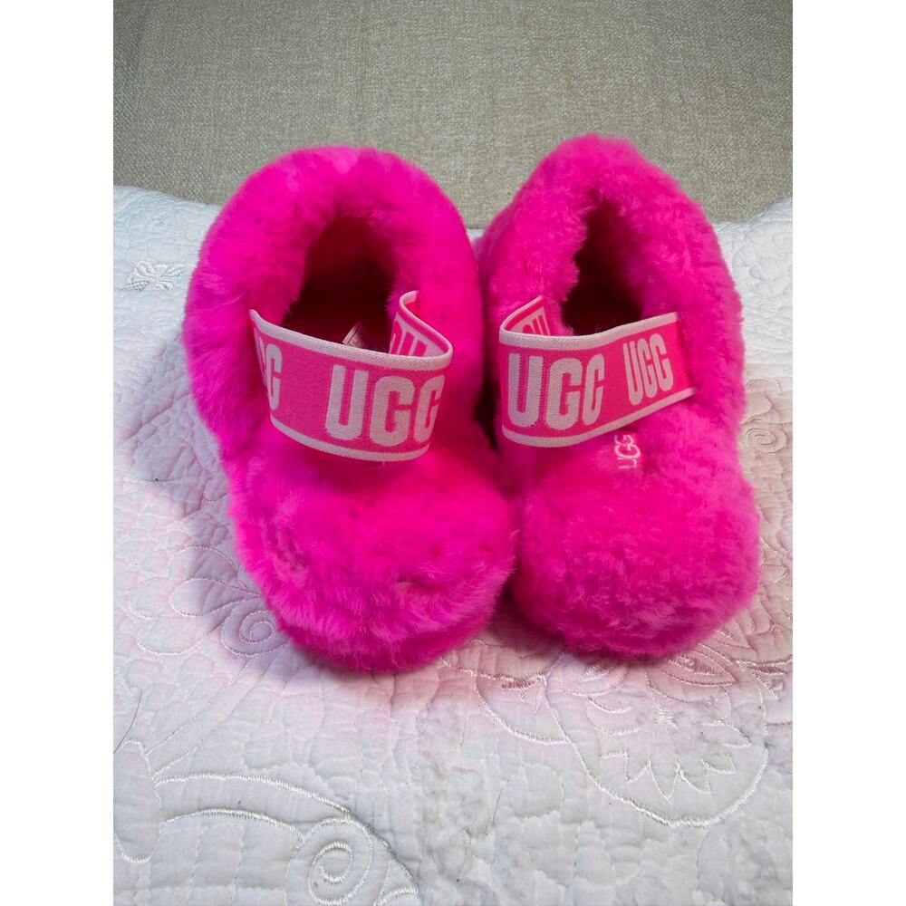 UGG Women 8 Pink NWOT Fluff Yeah Rock Shearling Slingback Slippers Sandals Shoes - Picture 6 of 11